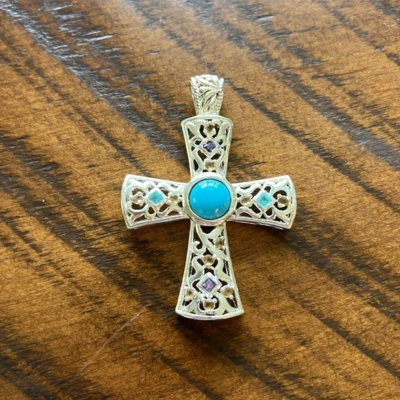 Turquoise stone Cross pendant - Picture 1 of 2
